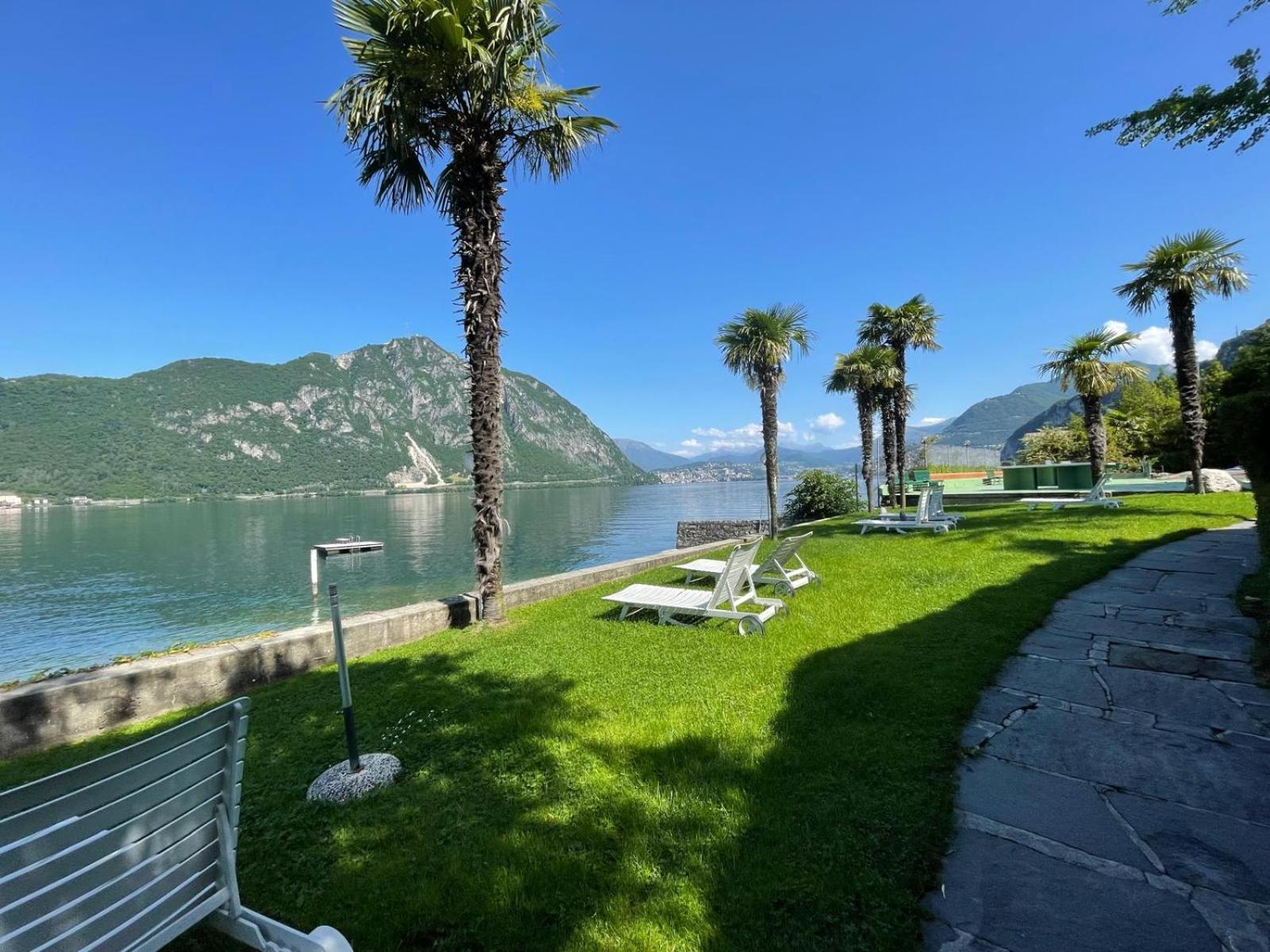 Luganersee, Pool, Strand, Parkplatz, Suite 204 ビッソーネ エクステリア 写真
